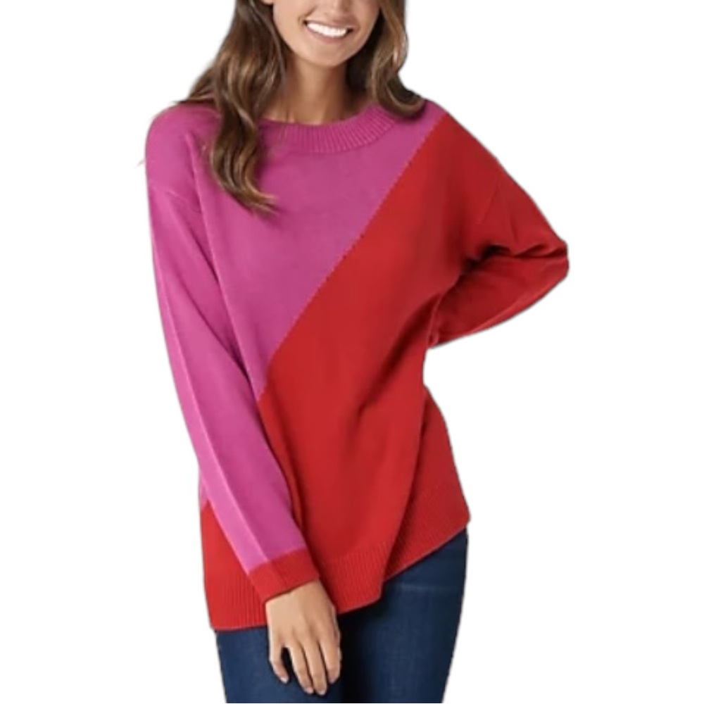 Laurie Felt Made From Bamboo Two Tone Color Block Sweater Size Medium